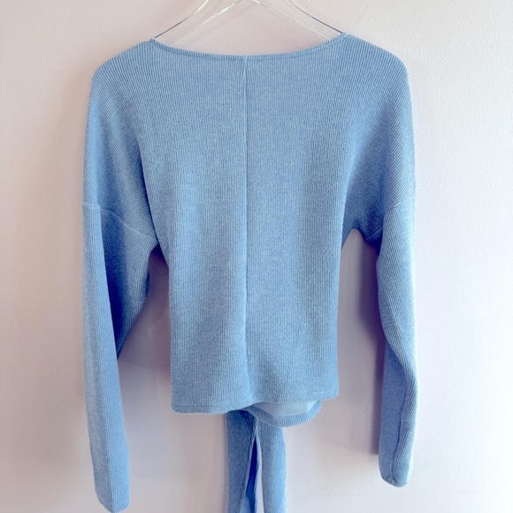 Anthropologie size M Cozy Twist-Front Top long sleeve purple blue - Picture 8 of 12